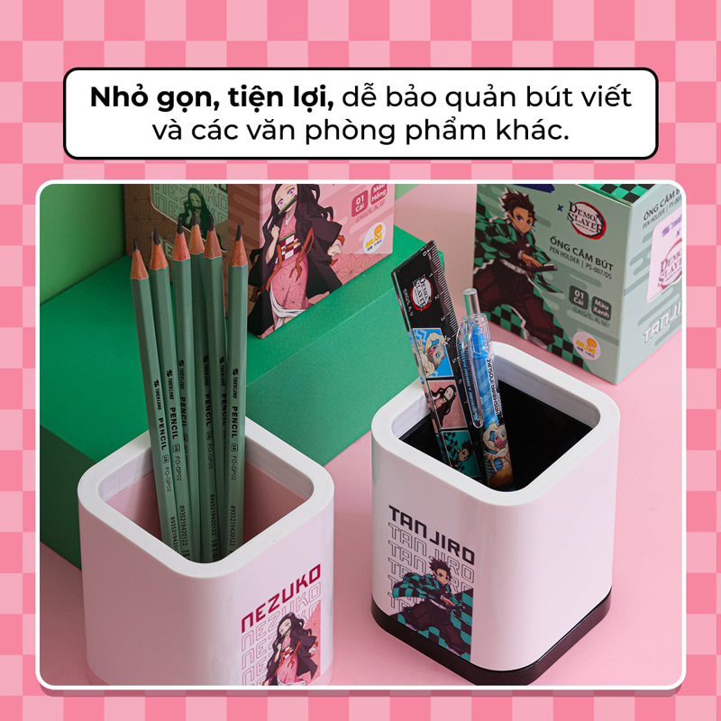 Thiên Long - Ống Cắm Bút Vuông PS-007/DS Hồng