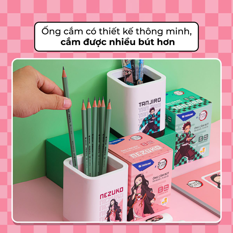 Thiên Long - Ống Cắm Bút Vuông PS-007/DS Xanh Lá