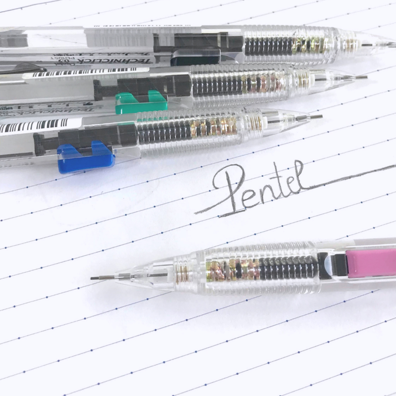 Pentel - Bút Chì Kim Thân Trong Techni Bấm Cạnh, Nét 0.5mm - Đen - PD105T-A-ND