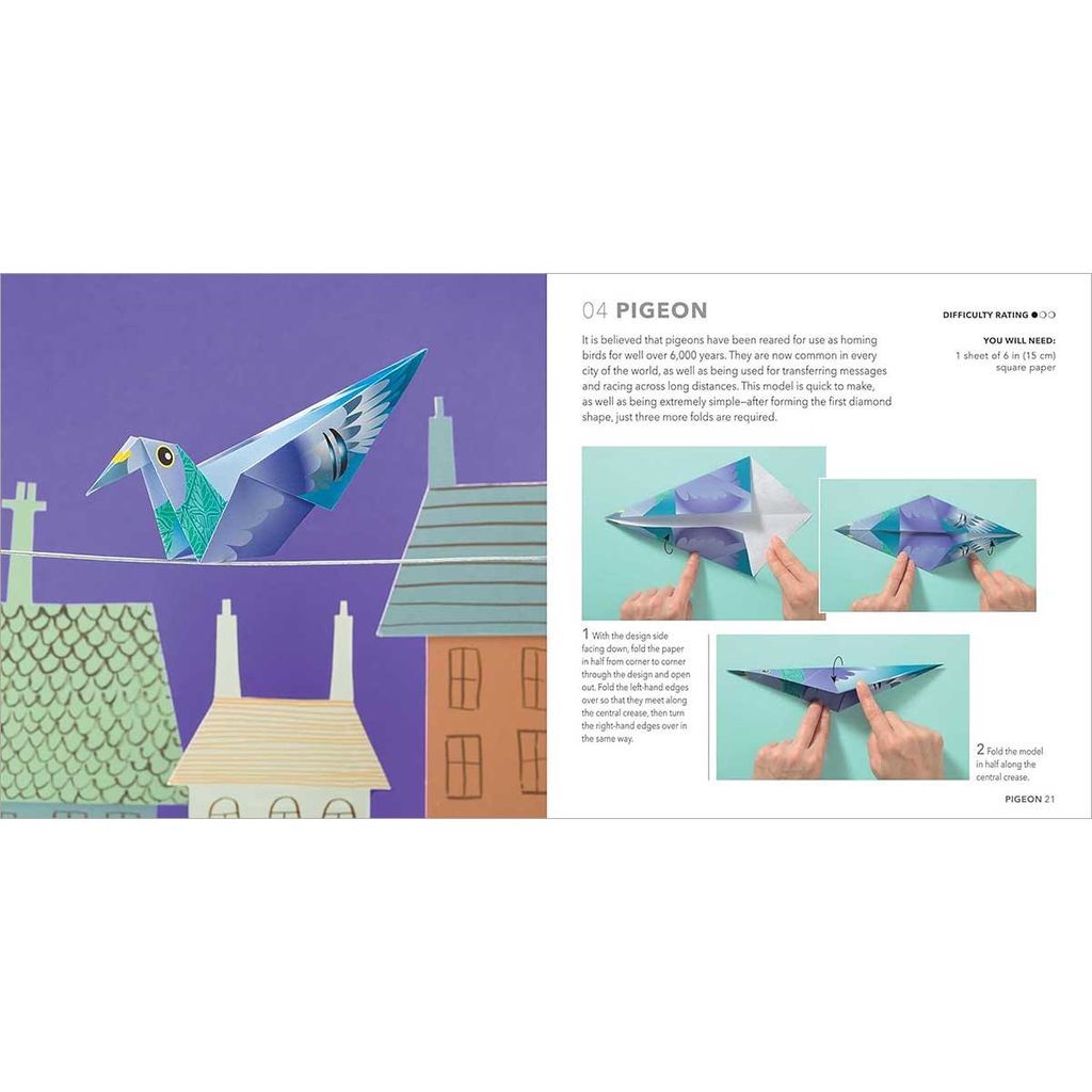 Origami Butterflies, Birds & Bees: Paper block plus 64-page book