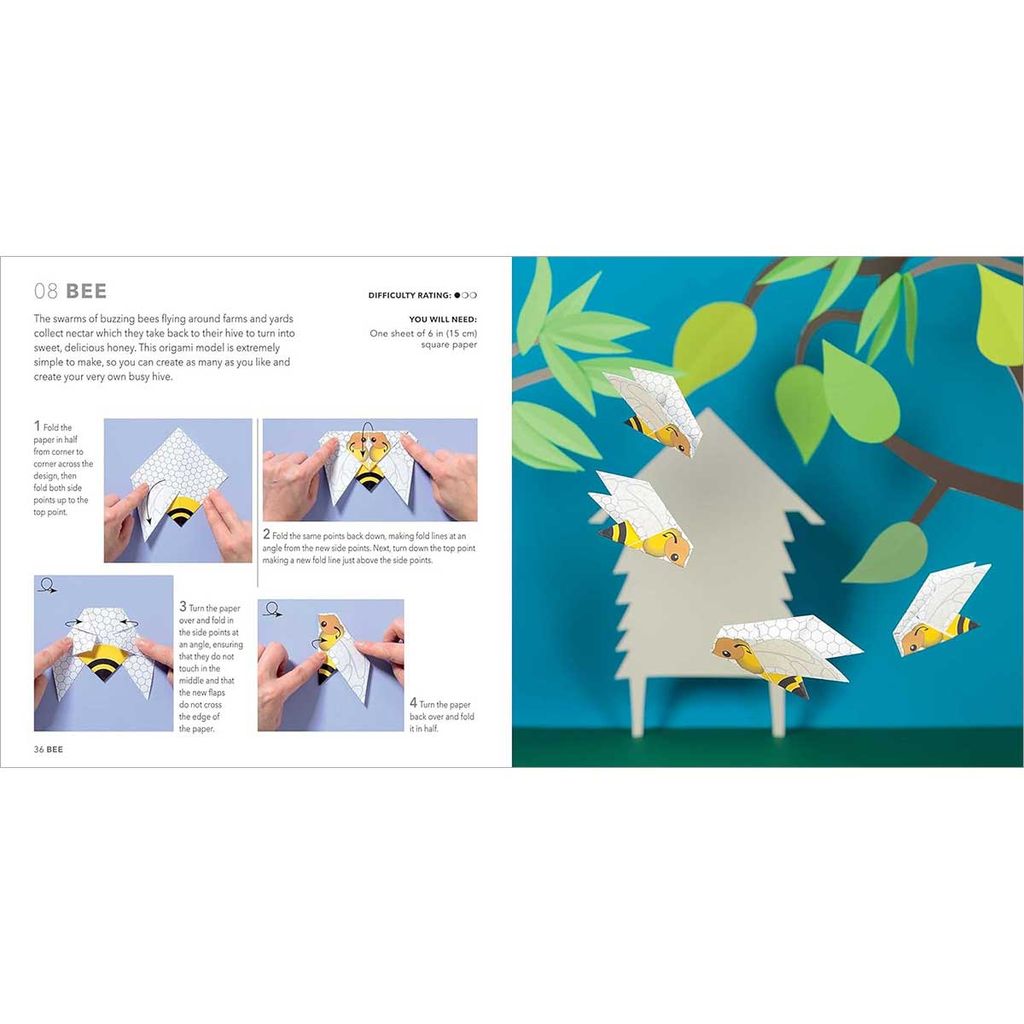 Origami Butterflies, Birds & Bees: Paper block plus 64-page book