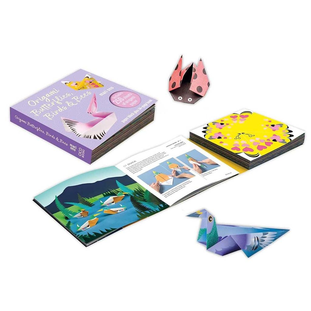 Origami Butterflies, Birds & Bees: Paper block plus 64-page book