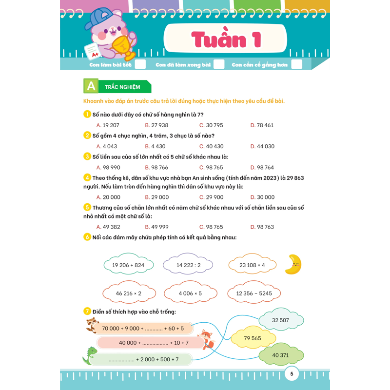 Phiếu Bài Tập Củng Cố Toán 4 Theo Tuần