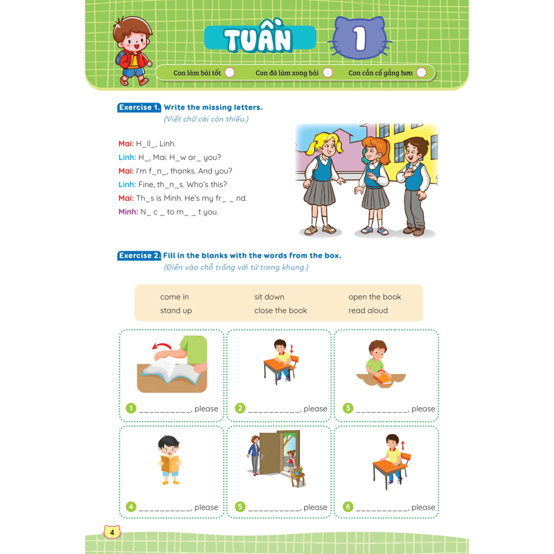 Phiếu Bài Tập Cuối Tuần Tiếng Anh 4