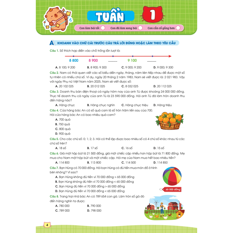Phiếu Bài Tập Cuối Tuần Toán 5