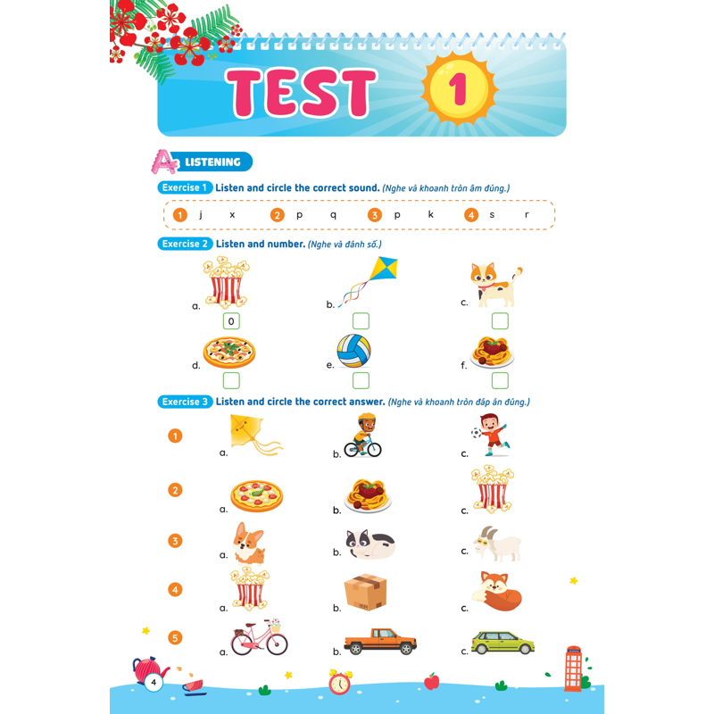Phiếu Ôn Hè Tiếng Anh Lớp 2