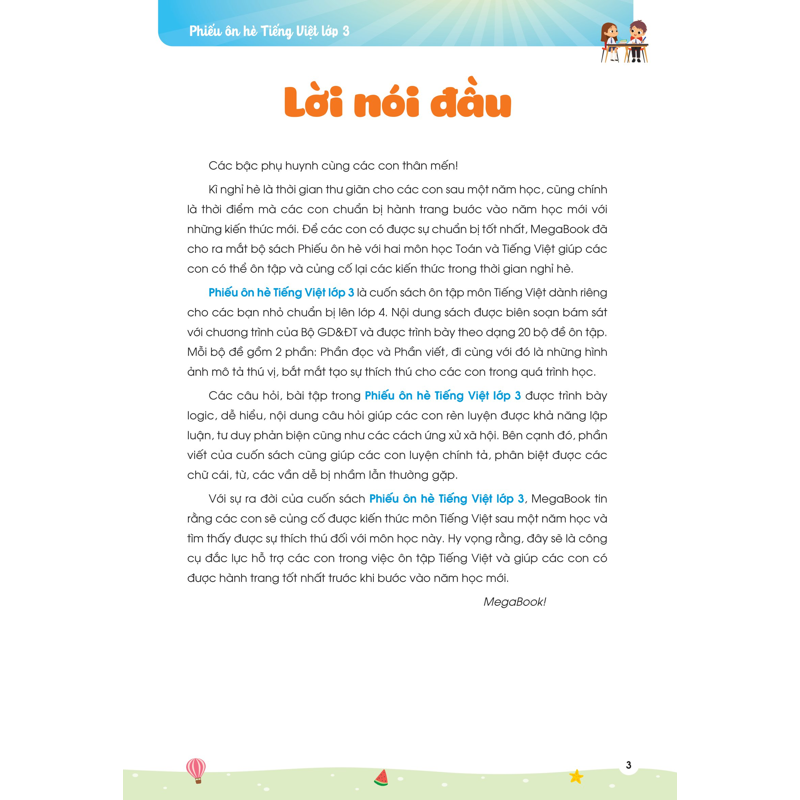 Phiếu Ôn Hè Tiếng Việt Lớp 3