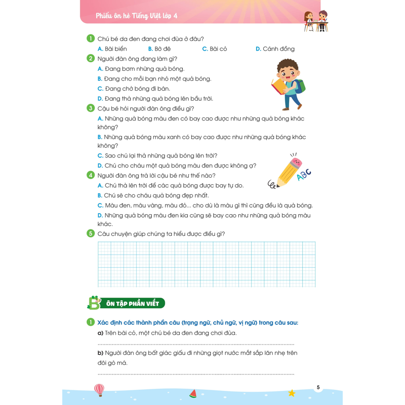 Phiếu Ôn Hè Tiếng Việt Lớp 4