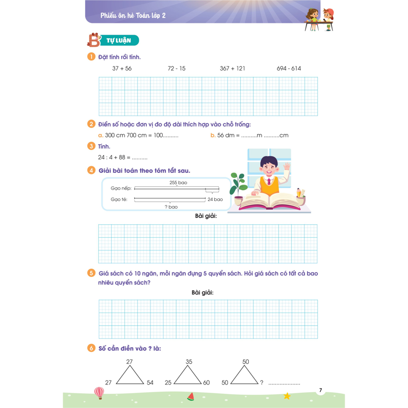 Phiếu Ôn Hè Toán Lớp 2