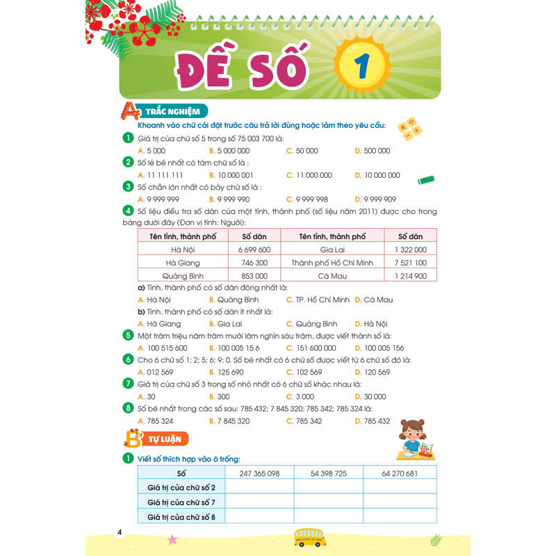 Phiếu Ôn Hè Toán Lớp 4