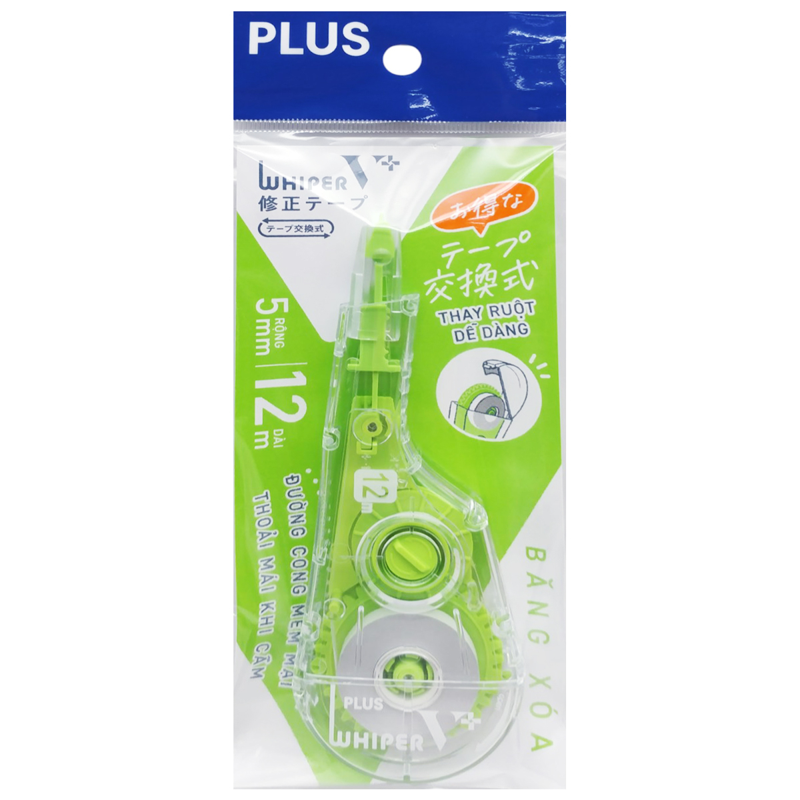 Plus - Băng Xóa New WH-V+ Xanh Lá 5mm x 12m 100-V040