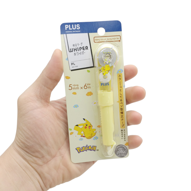 Plus - Băng Xóa Kéo Pikachu Vàng 5mm x 6m 100-V031