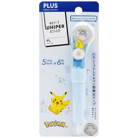 Plus - Băng Xóa Kéo Pokemon Xanh 5mm x 6m 100-V032