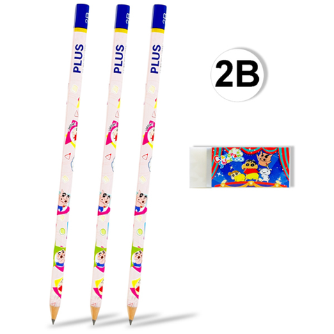 Plus - Bộ 3 Viết Chì + Gôm Shinchan - Hồng 600-V031