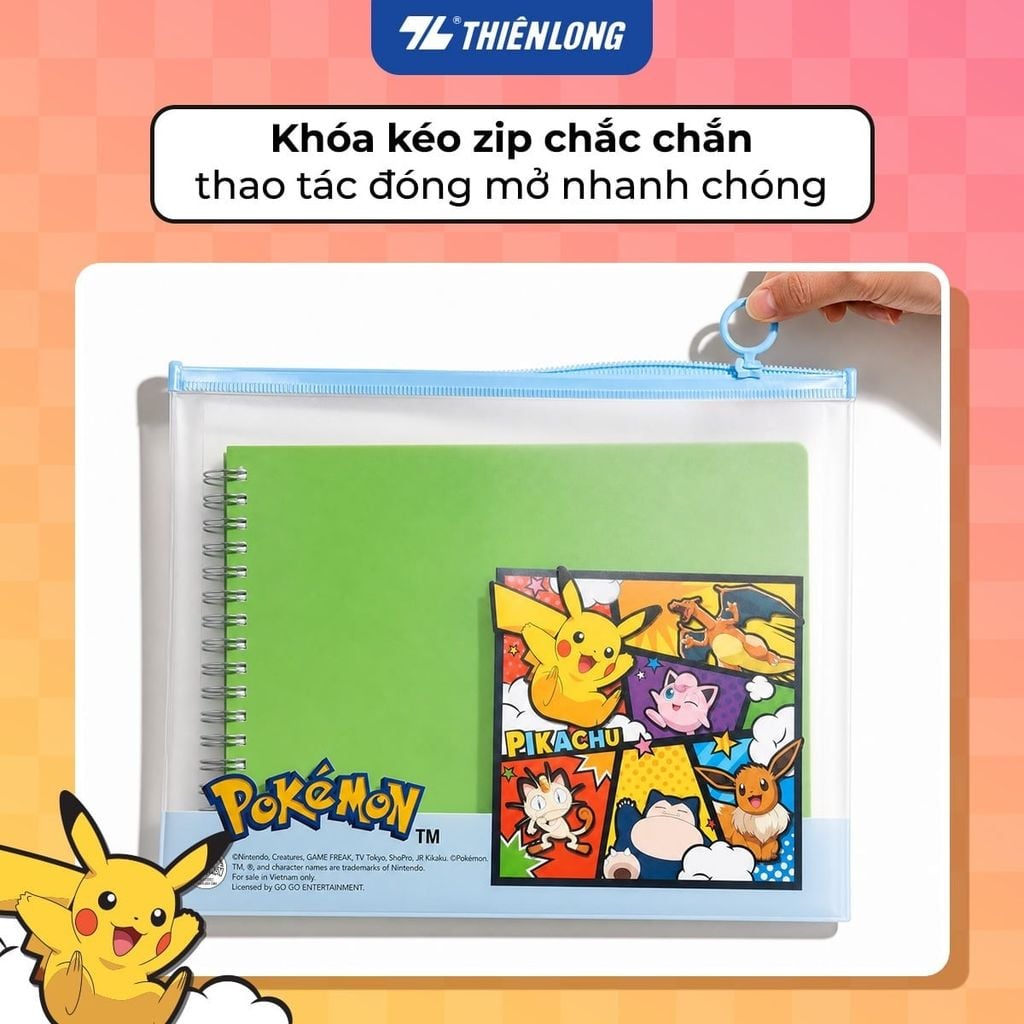Thiên Long - Túi Tài Liệu Pokemon A4 CBF-009/PKM - Xanh