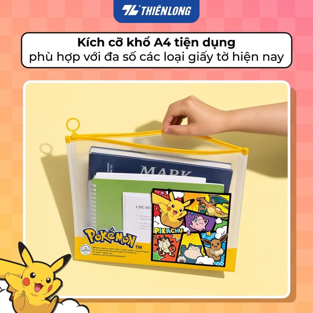 Thiên Long - Túi Tài Liệu Pokemon A4 CBF-009/PKM - Trắng