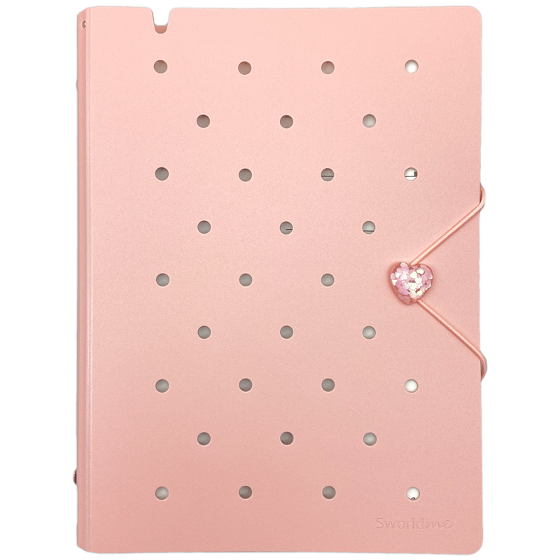 Sworld - Sổ Còng Trang Trí  A5 Bìa Cứng 6 Lỗ Charm Dây Tone Pastel - Pink
