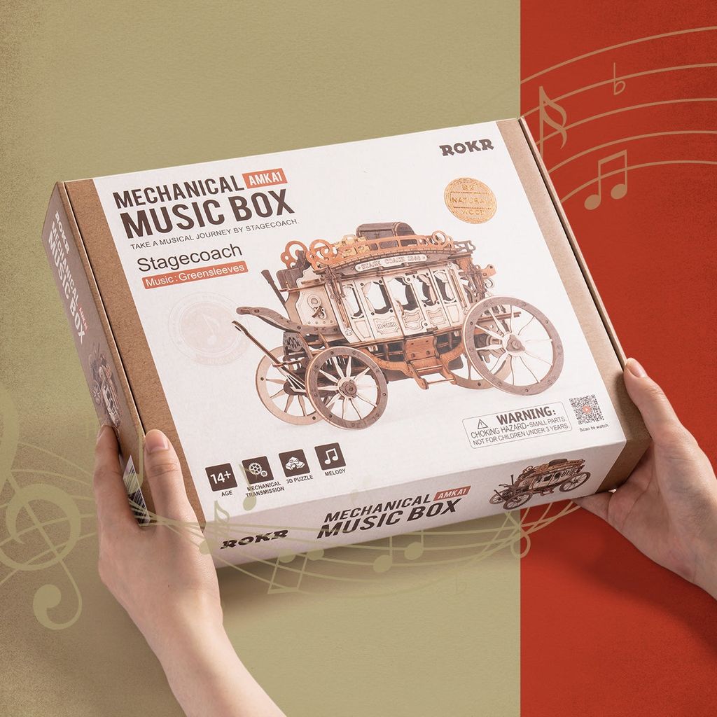 Robotime Hộp Nhạc Hình Xe Ngựa Thế Kỷ 19 AMKA1 60019450