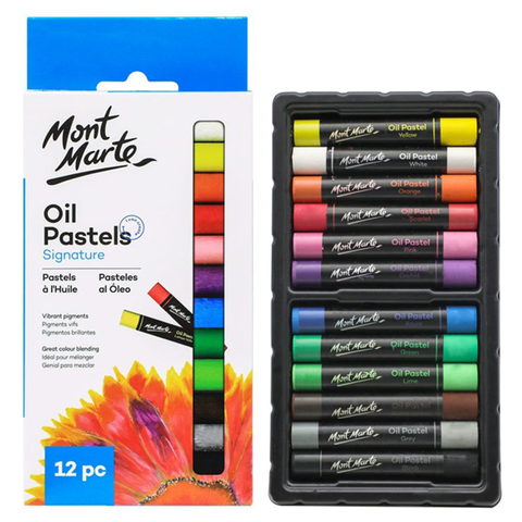 Mont Marte - Bộ Phấn Vẽ Mỹ Thuật Sáp Dầu 12 Màu - MMPT0013