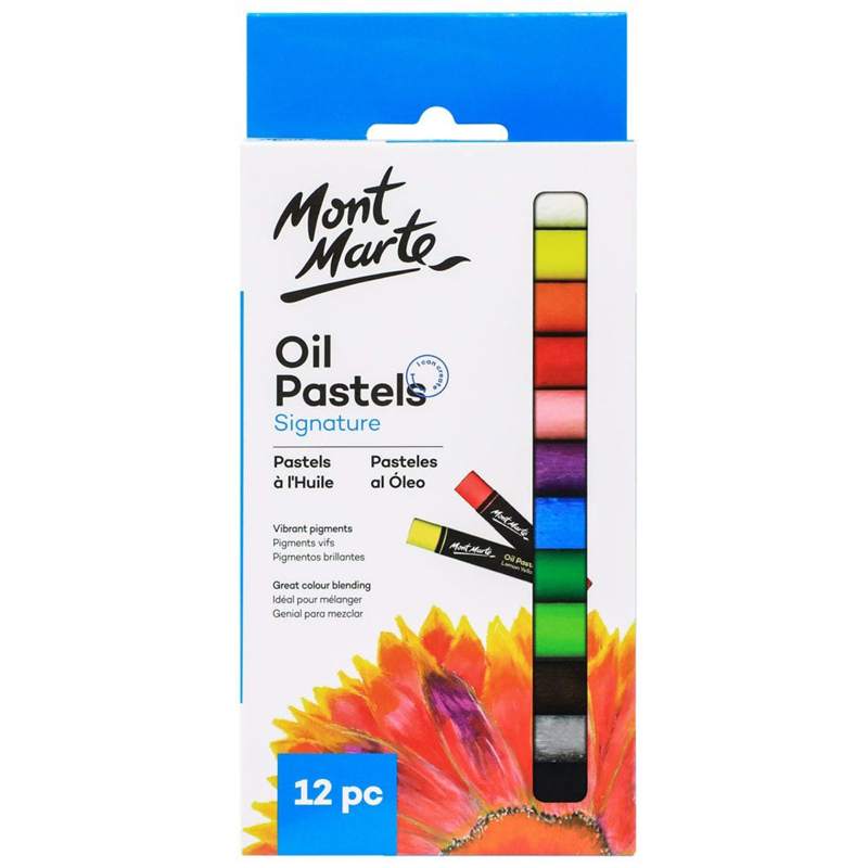 Mont Marte - Bộ Phấn Vẽ Mỹ Thuật Sáp Dầu 12 Màu - MMPT0013