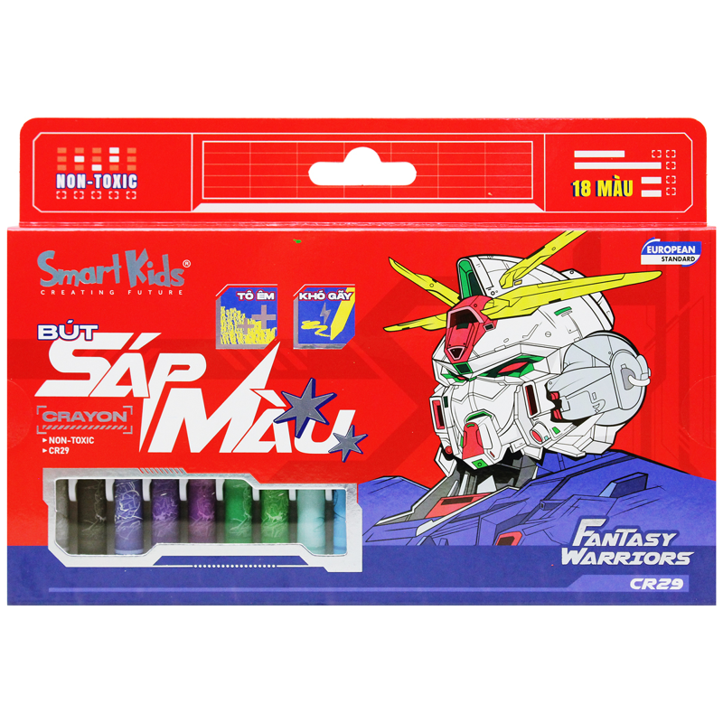 Smartkids - Hộp Sáp Màu Fantasy Warriors 18 Màu CR29