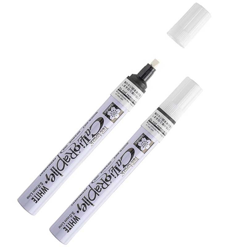 Sakura - Viết Đánh Dấu Thư Pháp, Ngòi Trung 5.0mm, Màu Trắng