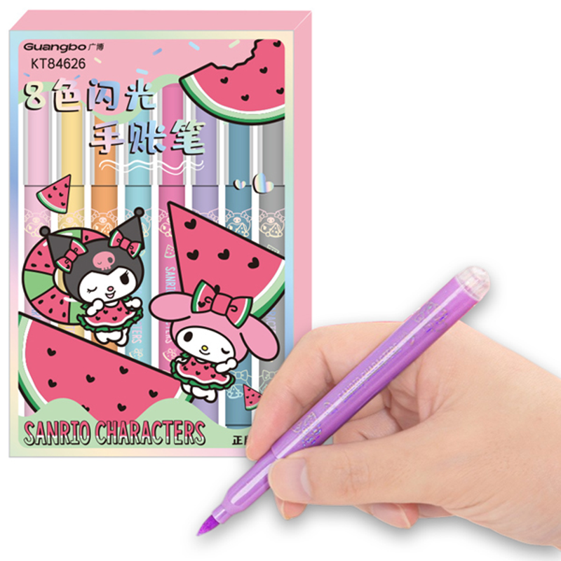 Sanrio - Bộ 8 Bút Dạ Quang GUBKT84626 SR (Giao màu ngẫu nhiên)