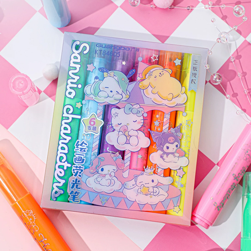 Sanrio - Bộ 8 Bút Dạ Quang GUBKT84626 SR (Giao màu ngẫu nhiên)