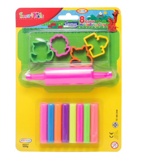 Sáp Nặn Vỹ Nhựa 8 Màu Kèm 4 Khuôn Tạo Hình + 1 Cây Lăn Sáp SK-BL8M5N