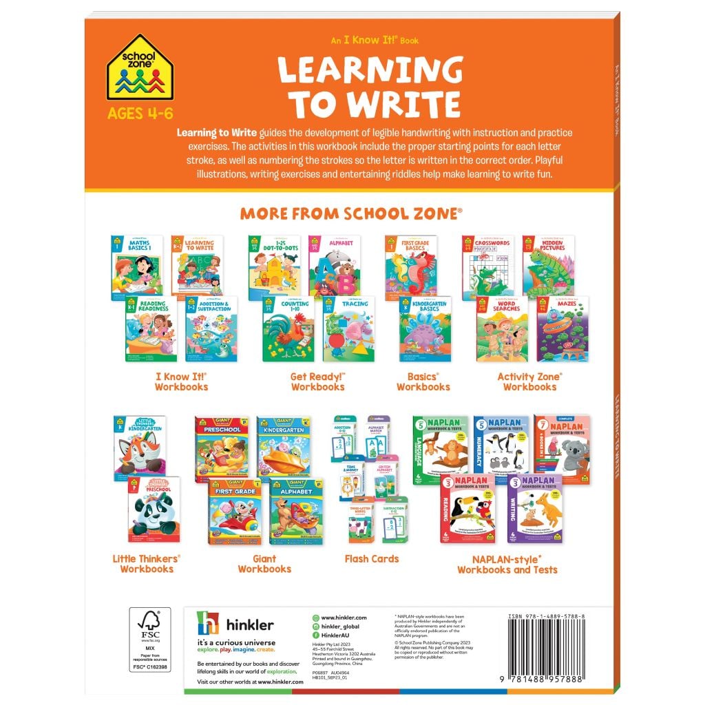 School Zone I Know It! Learning To Write