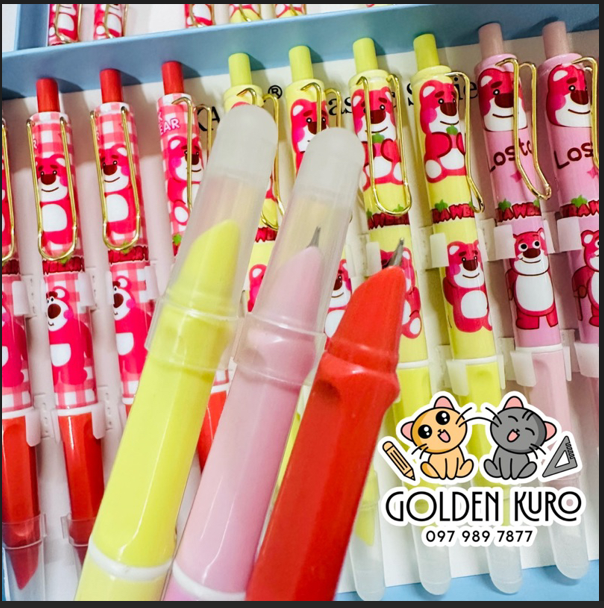 Viết Máy Bấm Xóa Được Gấu Dâu 02