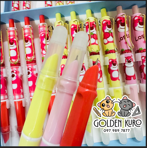 Viết Máy Bấm Xóa Được Gấu Dâu 02