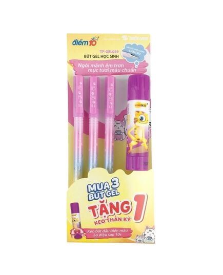 Bút Gel TP-GEL 039 Tím Vỉ 3