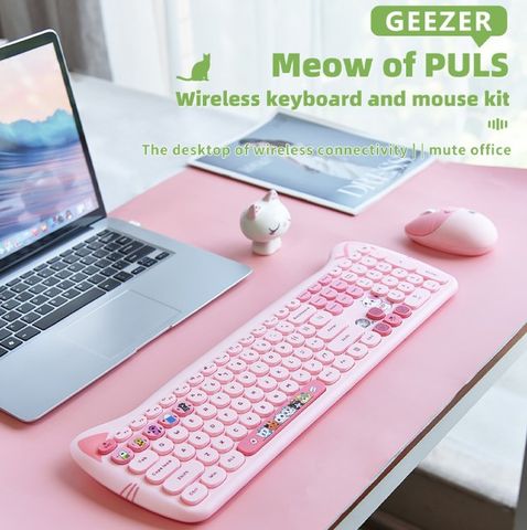 Mofii Phím Chuột Không Dây Geezer Cat Plus Hồng 60019037