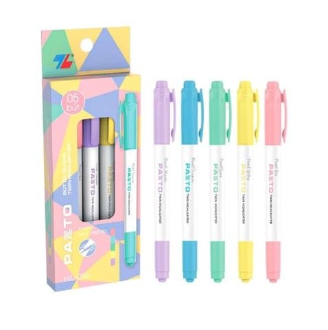 BÚT DẠ QUANG HL-016 VÀNG, ĐỎ, TÍM, LÁ, NGỌC PASTEL (5MÀU/H) (A5404-TL)