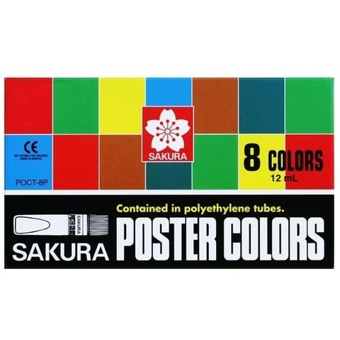 SAKURA - Màu Vẽ Poster Tuýp, 8-Màu