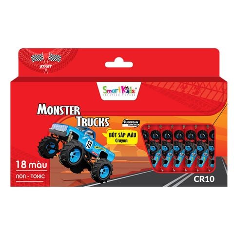 Hộp Bút Sáp Màu Smartkids Monster Trucks 24 Màu CR11
