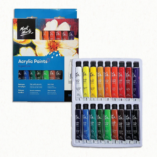 Mont Marte Bộ Màu Vẽ Acrylic 18 Màu, Pmhs0033