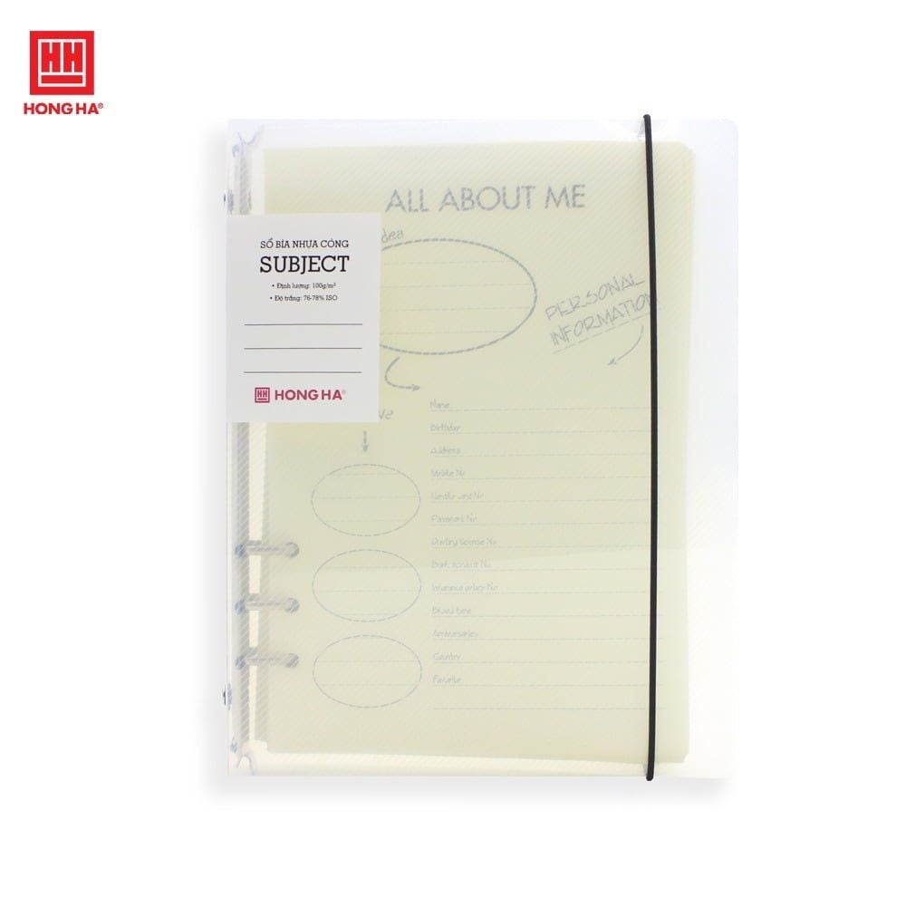 Hồng Hà - Sổ Bìa Còng Nhựa Trong Subject 200tr Đl: 100/76-78
