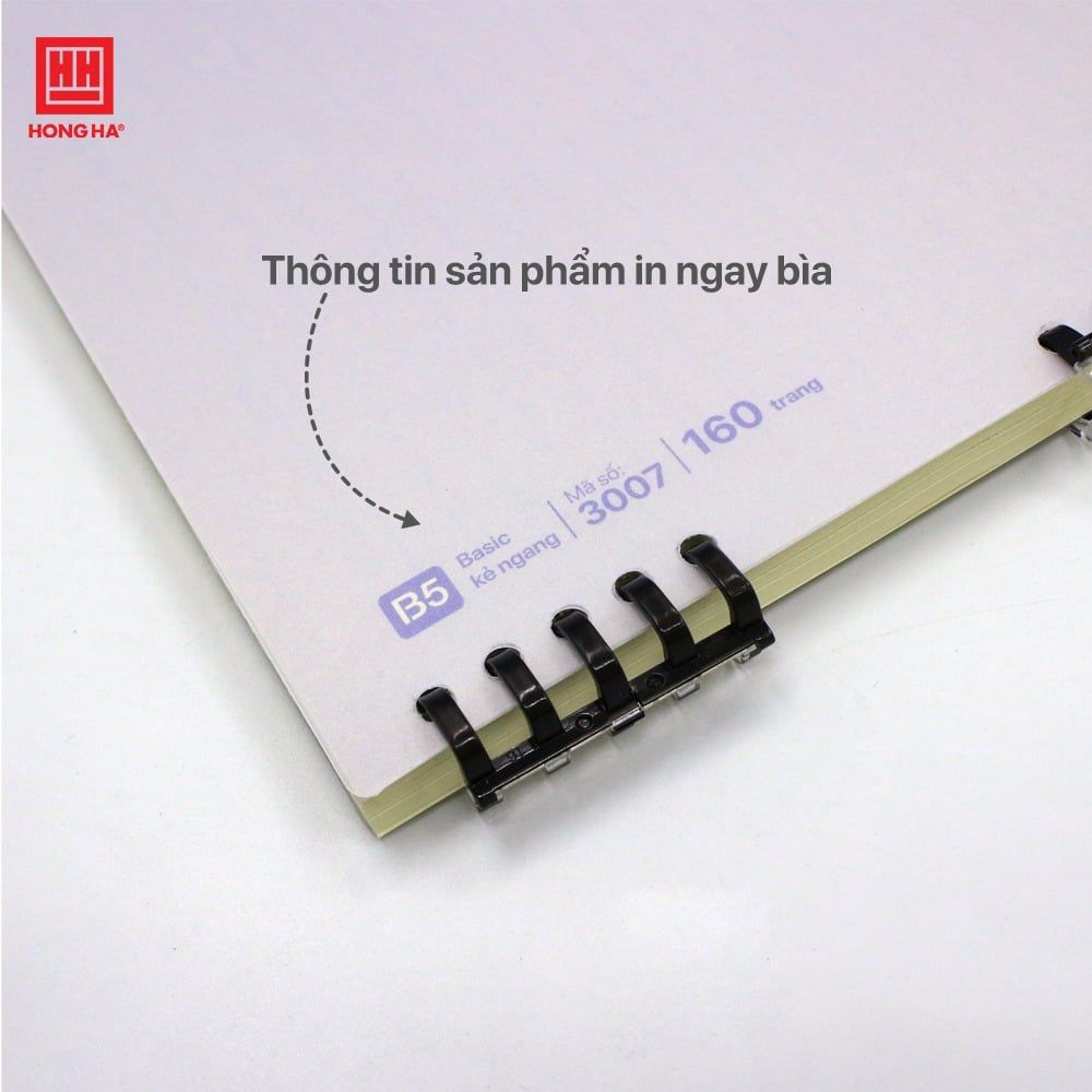 Hồng Hà - Sổ Lò Xo Bìa Nhựa Basic B5-160tr, Đl 80/76-78