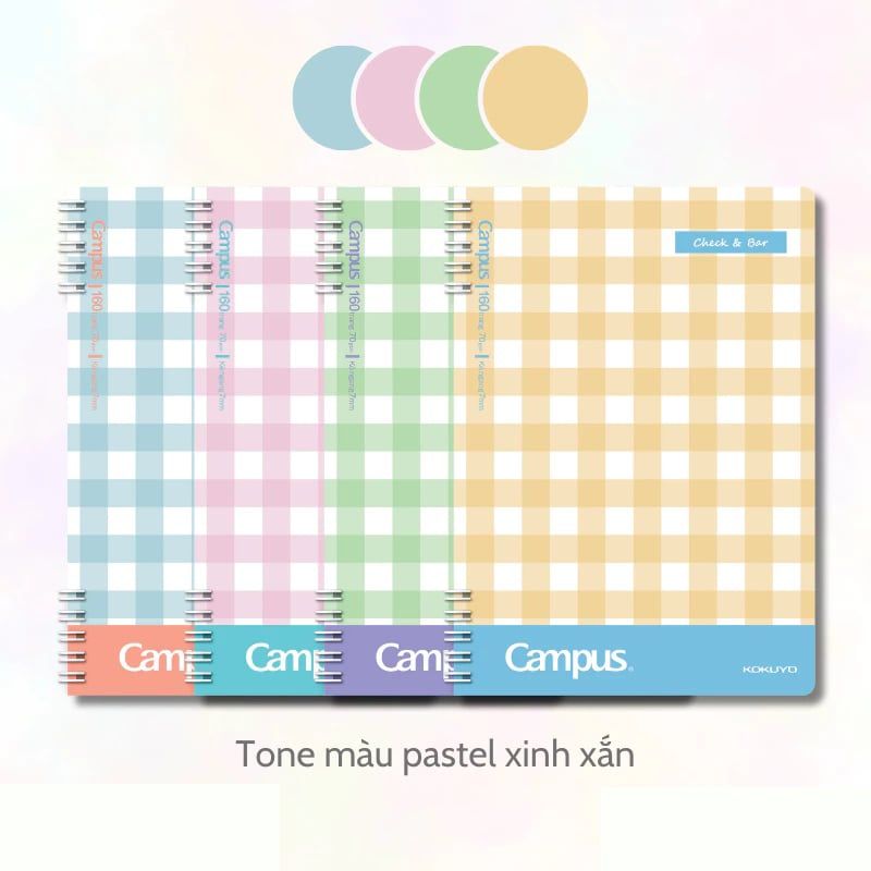 Campus – Sổ Lò Xo Check & Bar 160tr Kẻ Ngang RN-A5L160CB-P (Giao mẫu ngẫu nhiên)