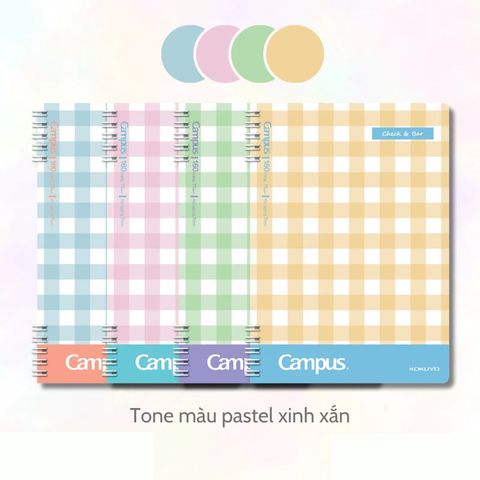 Campus – Sổ Lò Xo Check & Bar 160tr Kẻ Ngang RN-A5L160CB-P (Giao mẫu ngẫu nhiên)