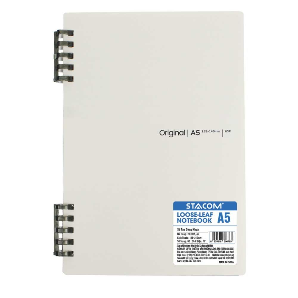 Stacom Sổ Tay Khổ A5, 60 Trang, 80gsm, 148x215mm (Sổ Còng Nhựa)