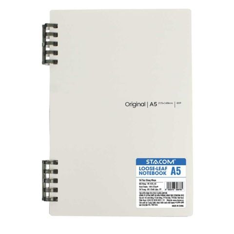 Stacom Sổ Tay Khổ A5, 60 Trang, 80gsm, 148x215mm (Sổ Còng Nhựa)