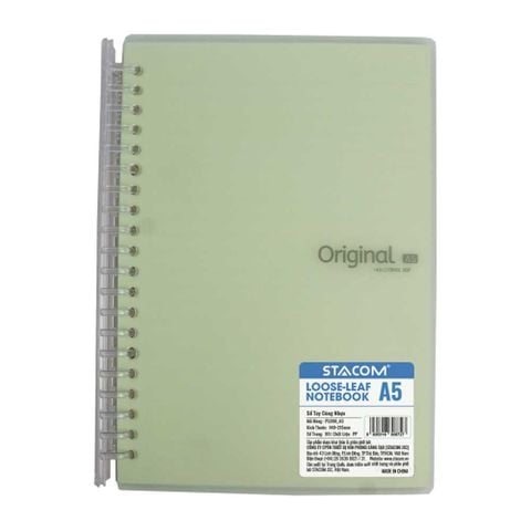 Stacom Sổ Tay Khổ A5, 80 Trang, 80gsm, 148x215mm - Bìa Màu (Sổ Còng Nhựa)