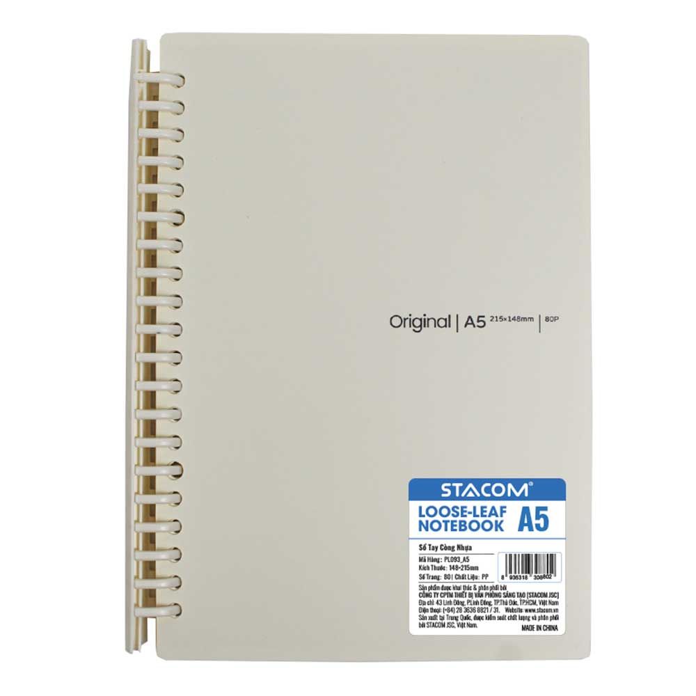 Stacom Sổ Tay Khổ A5, 80 Trang, 80gsm, 148x215mm (Sổ Còng Nhựa)