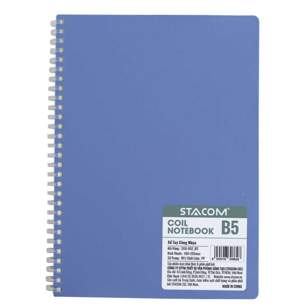 Stacom Sổ Tay Khổ B5, 80 Trang, 80gsm, 180x250mm (Sổ Còng Nhựa)
