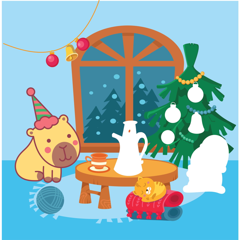 Sticker Capybara - Tìm Vật Ân Giấu - Người Bạn Tuyết