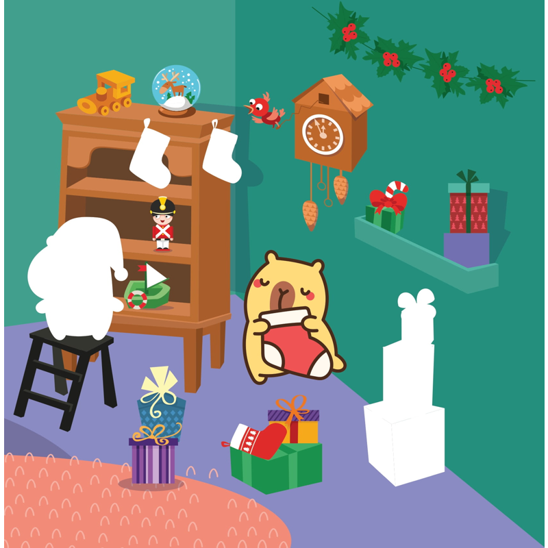 Sticker Capybara - Tìm Vật Ân Giấu - Người Bạn Tuyết