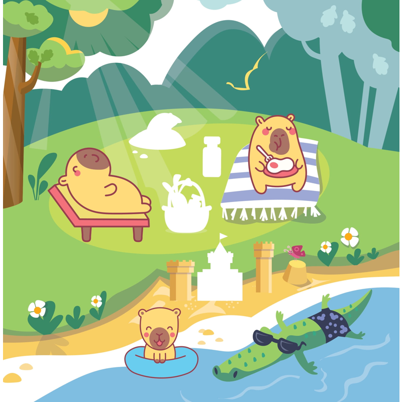 Sticker Capybara - Tìm Vật Ẩn Giấu - Thế Giới Đại Dương
